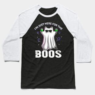 I'm Just Here for the Boos Shirt Halloween Cat Ghos Baseball T-Shirt